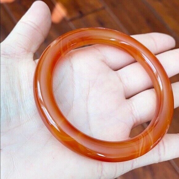 Orange Red White Agate Bangle Inner Diameter 56 mm - Round Shape MN10