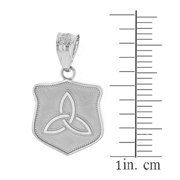 .925 Sterling Silver Trinity Shield Triquetra Celtic Knot Pendant Necklace