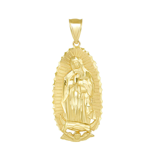 10k Solid Gold Our Lady Of Guadalupe Virgen Maria Mary Pendant Necklace S, M