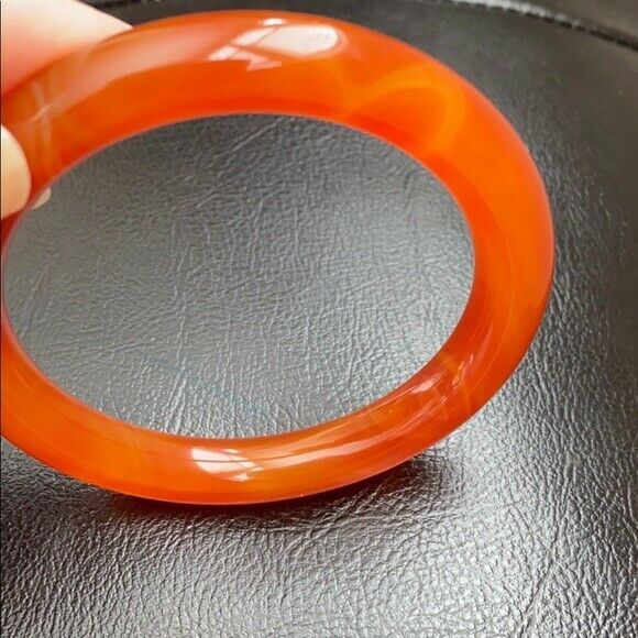 Orange Red White Agate Bangle Inner Diameter 56 mm - Round Shape MN10