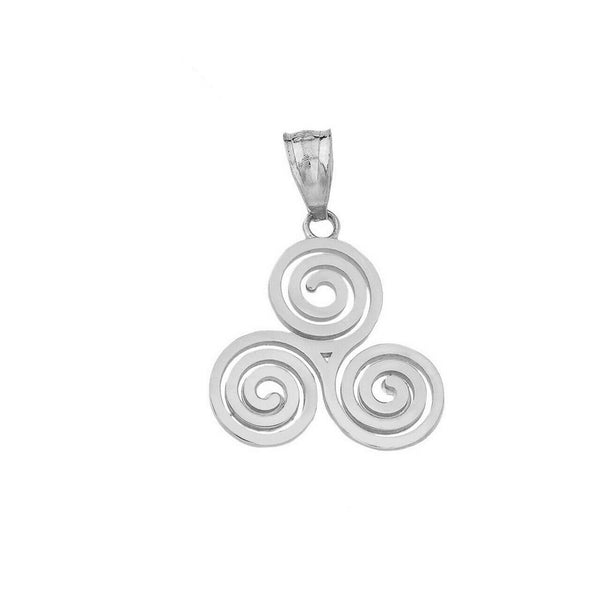10k or 14k Solid Gold Swirl Celtic Knot Triskele Triskelion Pendant Necklace