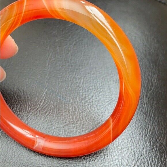 NEW Orange Red White Agate Bangle Inner Diameter 55 mm - Round Shape MN12