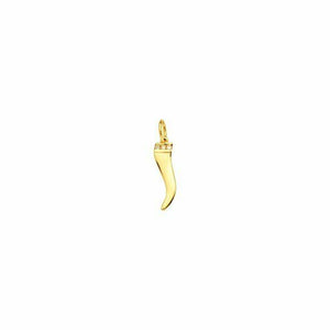 14K Solid Gold Natural Diamond Mini Italian Horn Pendant Necklace 16" 18"