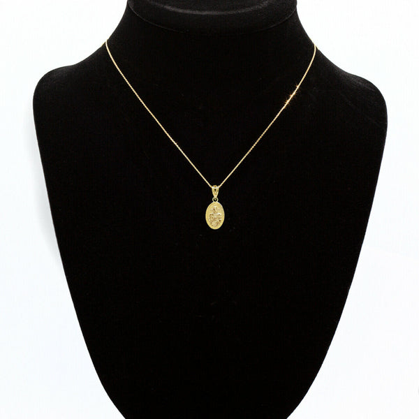 10k Solid Gold 3D Jesus Christ Sacred Heart Narrow Oval Pendant Necklace