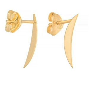 14K Solid Yellow Gold Mini Crescent Moon Stud Earrings - or White / Rose Gold
