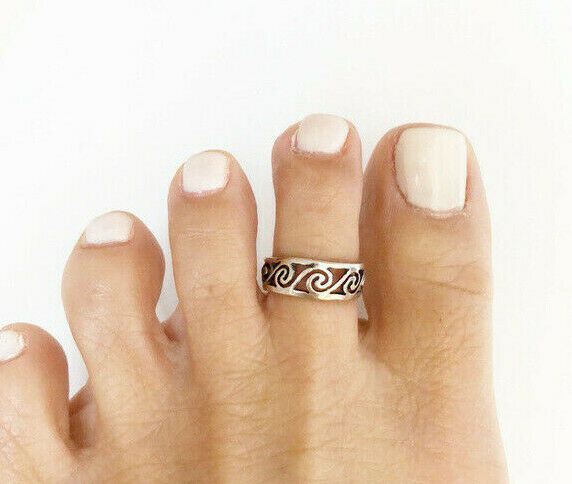NWT .925 Sterling Silver Open Wave Adjustable Toe Ring / Finger Ring