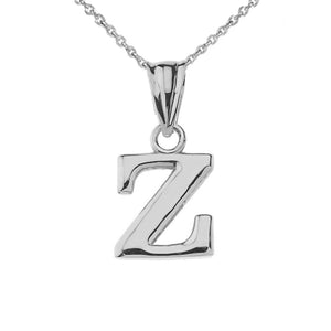 925 Sterling Silver Mini Small Initial Letter Z Pendant Necklace 16" 18" 20" 22"