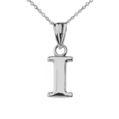 925 Sterling Silver Mini Small Initial Letter I Pendant Necklace 16" 18" 20" 22"