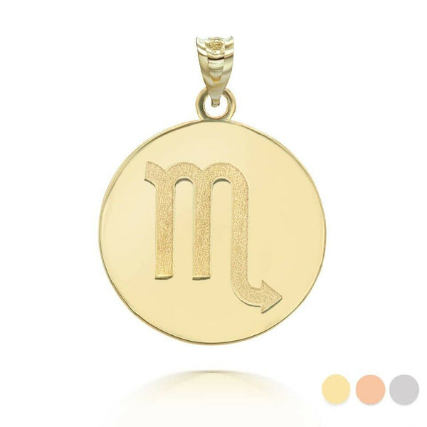 Personalized Name 10k 14k Solid Gold Zodiac Sign Scorpio Pendant Necklace