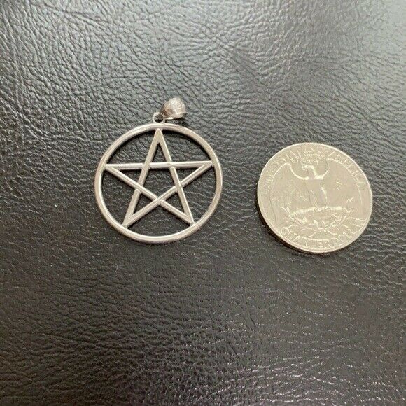 Large 925 Sterling Silver Pentagram Pendant Necklace 16",18", 20", 22"