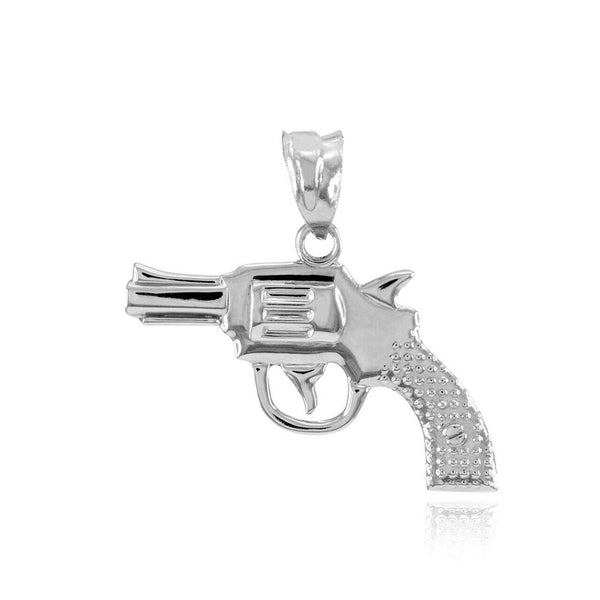 925 Sterling Silver Revolver Pistol Gun Pendant Necklace