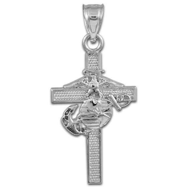 925 Sterling Silver US Marine Large Cross Pendant Necklace 16" 18" 20" 22"