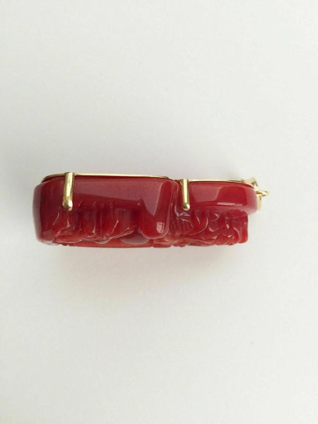 The God of Longevity Red Large Pendant in 18K Yellow Gold