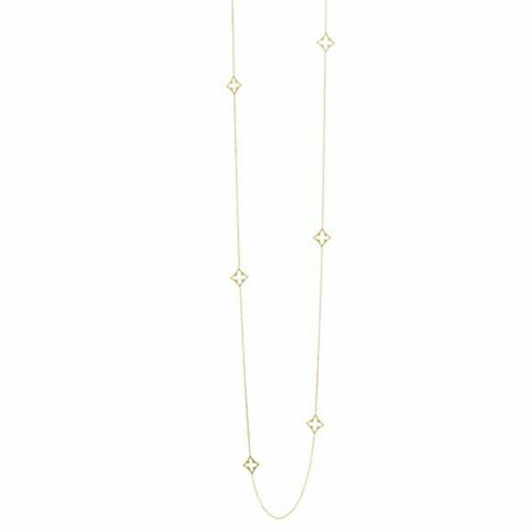 14K Solid Gold Long and Lovely Eight Station Necklace - 36 inches Yellow Gold