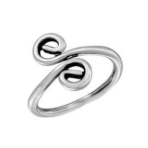 925 Sterling Silver S Curl Oxidized Adjustable Toe Ring / Finger Thumb Ring