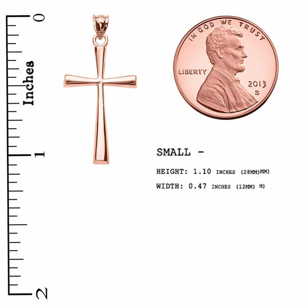 10K Solid Rose Gold Cross Pendant Necklace 16" 18" 20" 22"