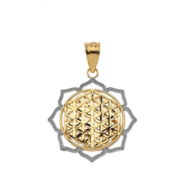 10K Solid Gold Symmetrical Circle of Life Pendant Necklace