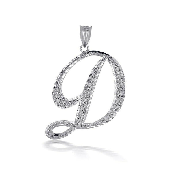 925 Sterling Silver Cursive Initial Letter D Pendant Necklace