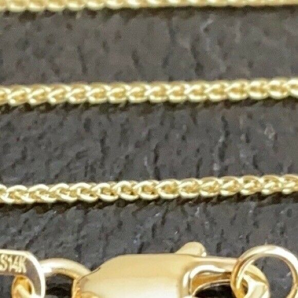 14k Solid Yellow Real Gold 0.8 mm Round Wheat Chain Necklace 16", 18", 20"