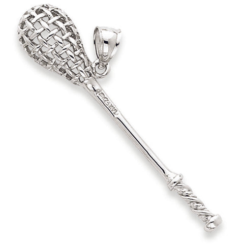 925 Streling Silver Lacrosse Stick Charm Pendant Necklace 16", 18", 20", 22"