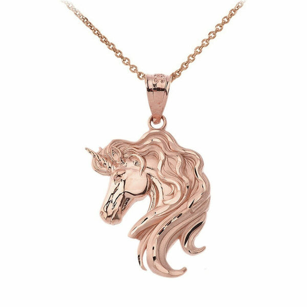 10k or 14k Solid Gold Legendary Mythical Unicorn Pendant Necklace