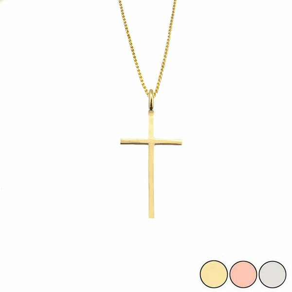 14k Solid Real Yellow Gold Small Dainty Thin Simple Cross Pendant Necklace