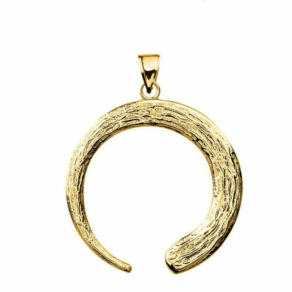 10k Solid Yellow Gold Japanese Buddhist Zen Circle Pendant Charm Necklace