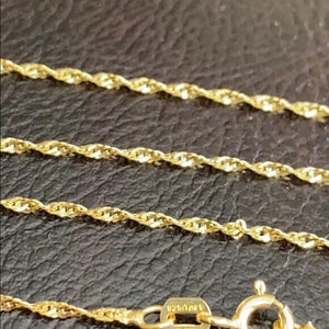 14k Gold Plated Sterling Silver Italy Italian TWISTED SINGAPORE Chain Necklace