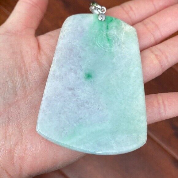 925 Sterling Silver Carving Jade Dragon Large Pendant Necklace Heavy