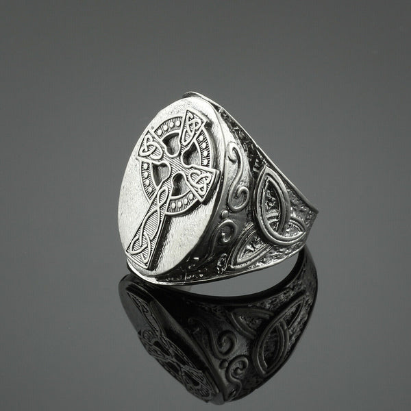 925 Men's 925 Sterling Silver Trinity Triquetra Celtic Cross Ring- All /Any Size