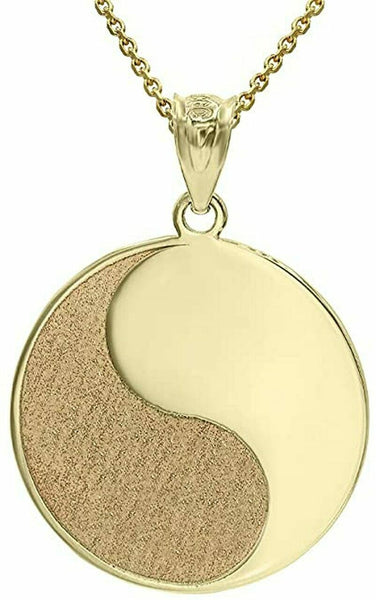 Personalized Name 10k or 14k Solid Gold Taoist Yin Yang Taichi Pendant Necklace