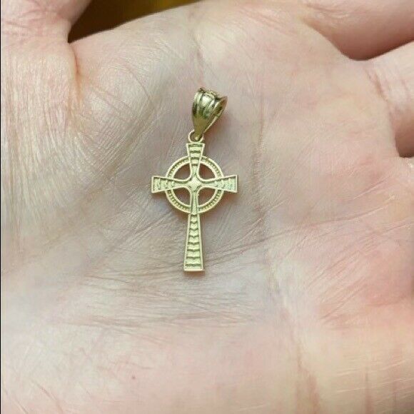 10k Yellow Gold Celtic Trinity Cross Pendant - Handcrafted Solid Gold Necklace
