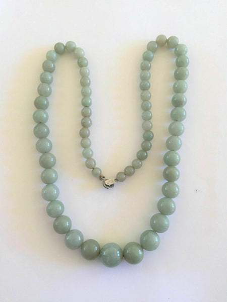 NWOT Round Green Jade Bead Necklace 7.5-14 mm 26 inches Heavy