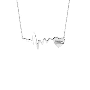 Seattle Seahawks Heartbeat Heart Silver Necklace -Officially Licensed NFL