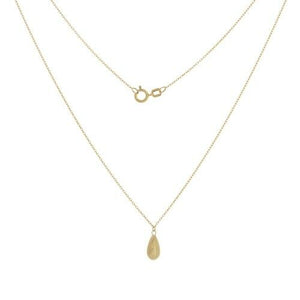 14K Solid Yellow Gold Dangle Small Teardrop Adjustable Necklace - 16"-18"