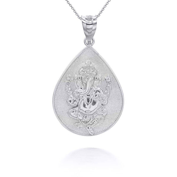 14K Solid Gold Hindu Lord Ganesha Pendant Necklace - Yellow, Rose, or White Gold