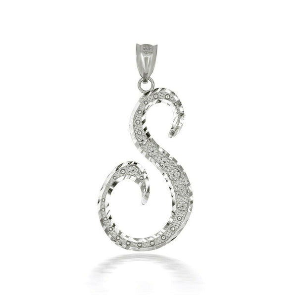 925 Sterling Silver Cursive Initial Letter S Pendant Necklace
