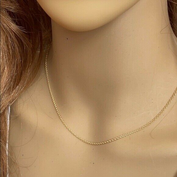 14 k Solid Yellow Real Gold 1.5 mm Light Rolo Chain Necklace 16",18",20" Lobster