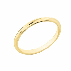 14k Fine Yellow Gold High Polished Classic Wedding Plain Band Ring 2mm Simple