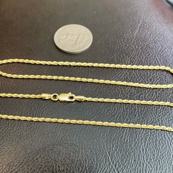 14k Yellow Gold Plated Over Sterling Silver Italian Italy Rope necklace 2.0 mm