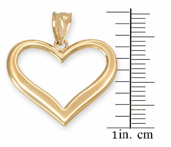 14k Yellow Gold Polished Open Heart Pendant Necklace 16", 18", 20", 22"