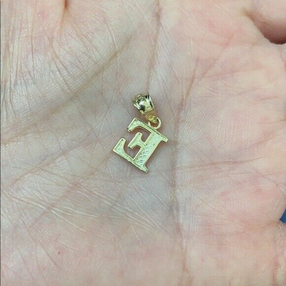14k Solid Yellow Gold Small Mini Initial Letter I Pendant Necklace