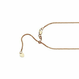 14k Solid Gold 1mm Square Wheat Chain Necklace -Adjustable up to 22" Real Rose