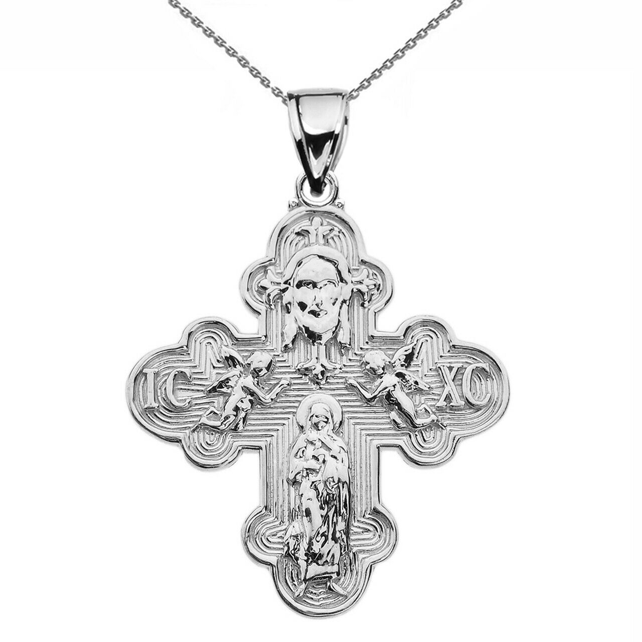925 Sterling Silver Orthodox ICXC Cross (Save Us) Pendant Necklace