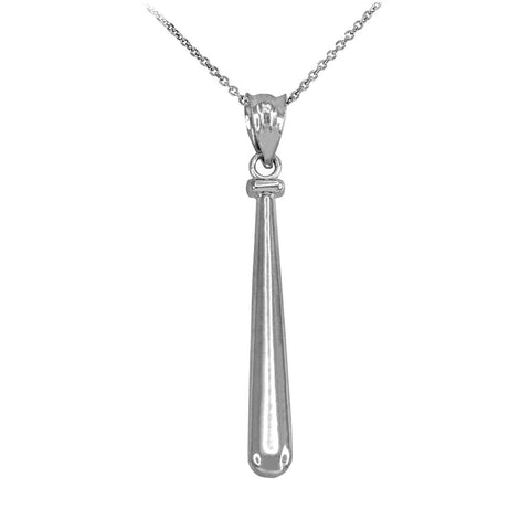 925 Fine Sterling Silver Baseball Bat Charm Sports Pendant Necklace Made in USA
