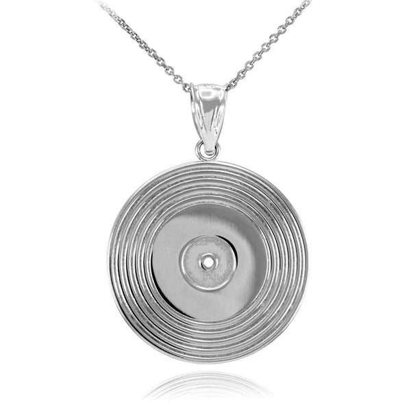 925 Sterling Silver DJ LP Vinyl Disc Music Recording Pendant Necklace Made USA
