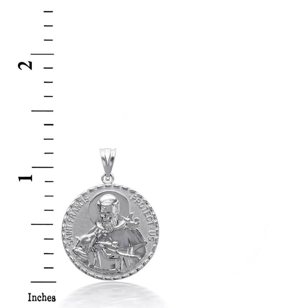 925 Sterling Silver 3D Saint Francis Protect Us Pendant Necklace