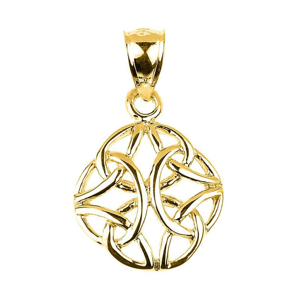 Solid 10k Yellow Gold Celtic Trinity Knot Charm Pendant Necklace