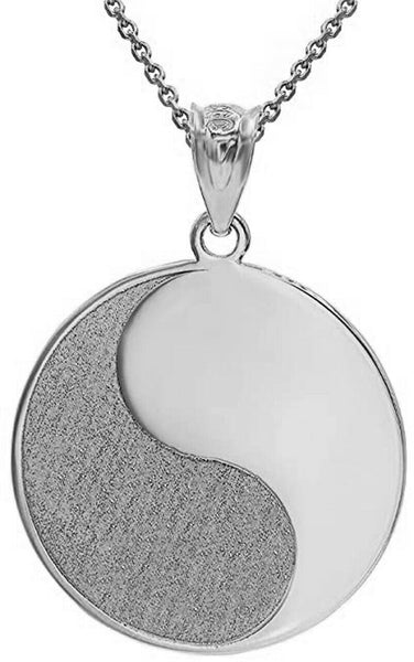 Personalized Name Silver Yin Yang Tai Chi Yoga Symbol Pendant Necklace