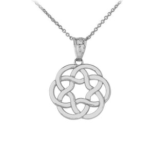 925 Sterling Silver Celtic Knot Flower Eternity Circle Openwork Pendant Necklace